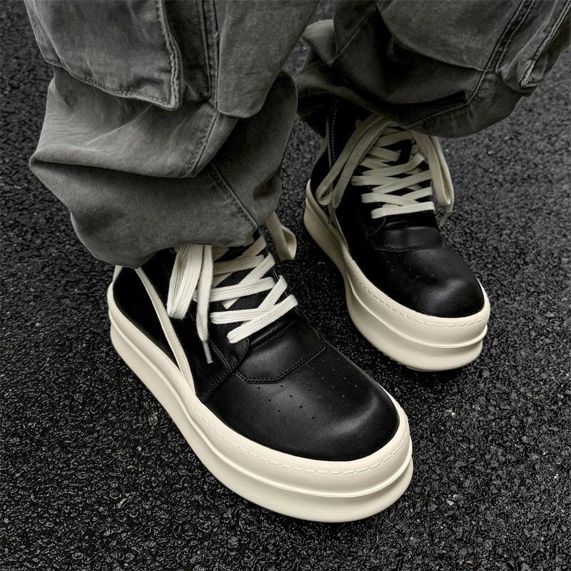 Scarpe da ginnastica alte alla moda, testa grande, suola spessa, triangolo invertito americano, rialzanti, di nicchia, con cerniera da uomo, stile high-street, scarpe muffin, stivali Martin, scarpe da skate