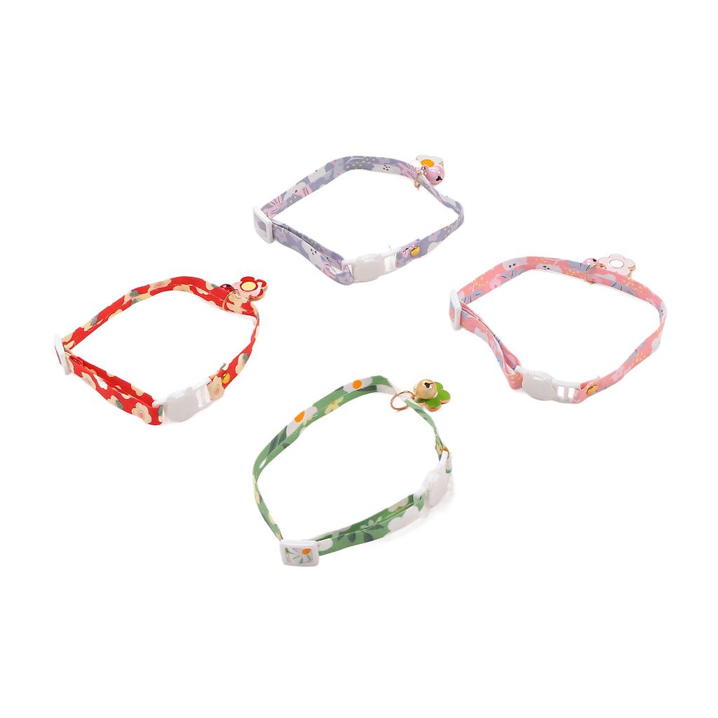 4pcs Cat Collar Polyester Multipurpose Pet Safety Collar with Bell for Small Cats Dogs Pets