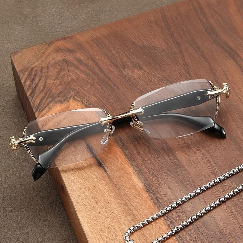 Fashion Harajuku Style Myopia Glasses 0~400 Men Women Anti Radiation Cutting Anti Blue Light Rimless Presbyopia Eyewear