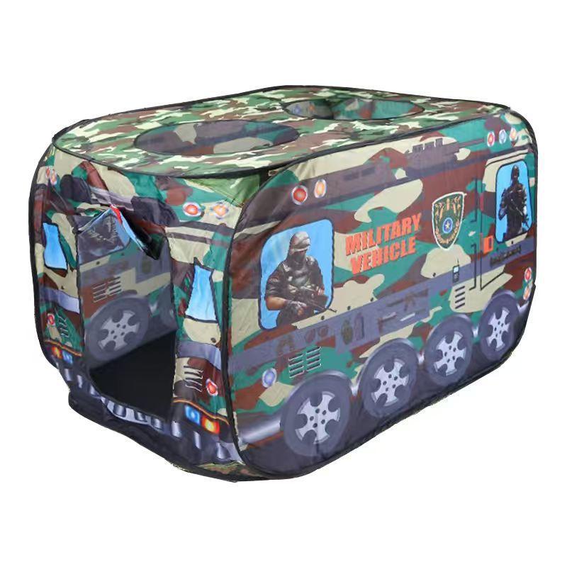 

Ice Cream Car Foldable Play Tent With Ocean Ball Pool For Kids Indoor Fun Camouflage Vehicle