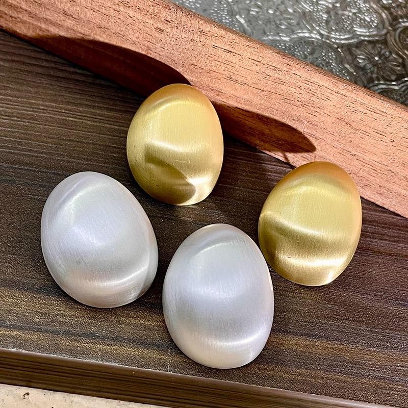 Vintage Minimalist Ladies Accessories Elegant Jewelry Matte Frosted Metal Brushed Oval-shaped Geometric Earrings Tide Cold Earrings Female