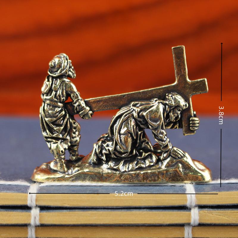 Cross Slave Figure Home Decor Crafts Western Ornament Brass Ornament Crafts Desktop Ornament
