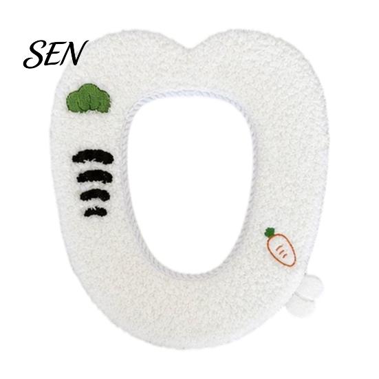 Universal Fit Toilet Seat Covers Plush Cartoon Mat, Soft Thickened Washable Bathroom Pad Winter with Handle, Warm Skin-Friendly Adhesive Cushion