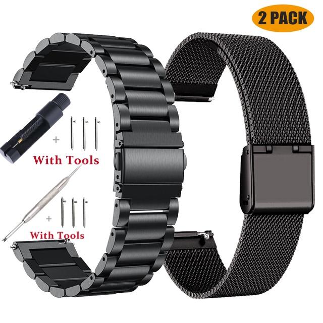 18mm 20mm 22mm 24mm Width Quick Release Full Stainless Steel Watchband Wristwatch Universal Flat Head Watch Strap Accessories
