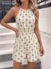 Summer Bow Tie Cami Shorts Fashion Casual Halter One Piece Romper Sleeveless Halter Camisole Shorts