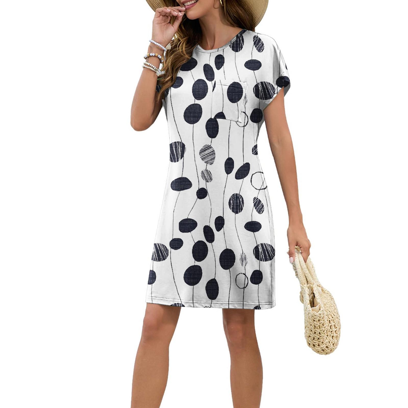 

Женское модное повседневное летнее платье с цветочным принтом в стиле ретро и коротким рукавом и круглым вырезом XL бежевый