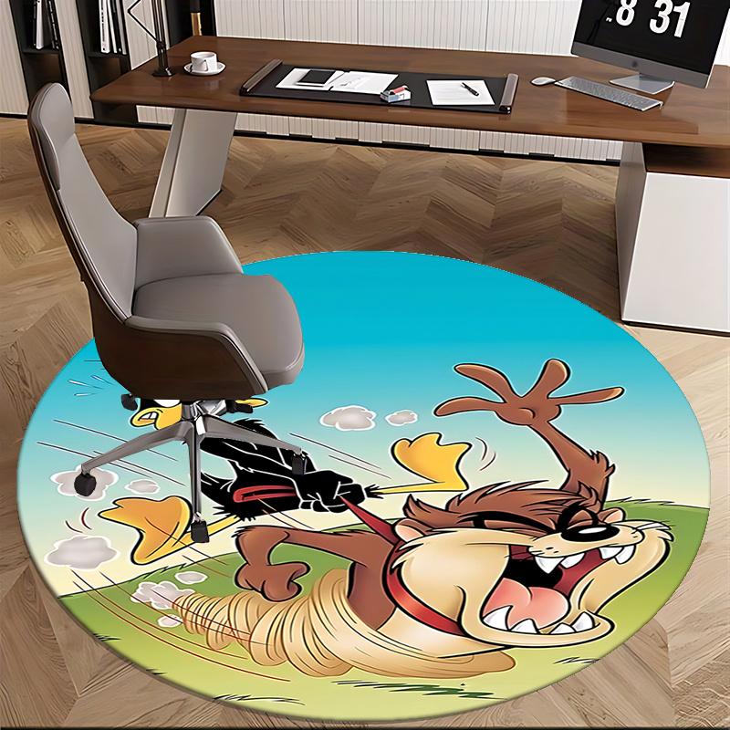 Looney Tunes Daffy Duck & Tasmanian Devil Round Chair Mat - Home Decor, Sofa Carpet