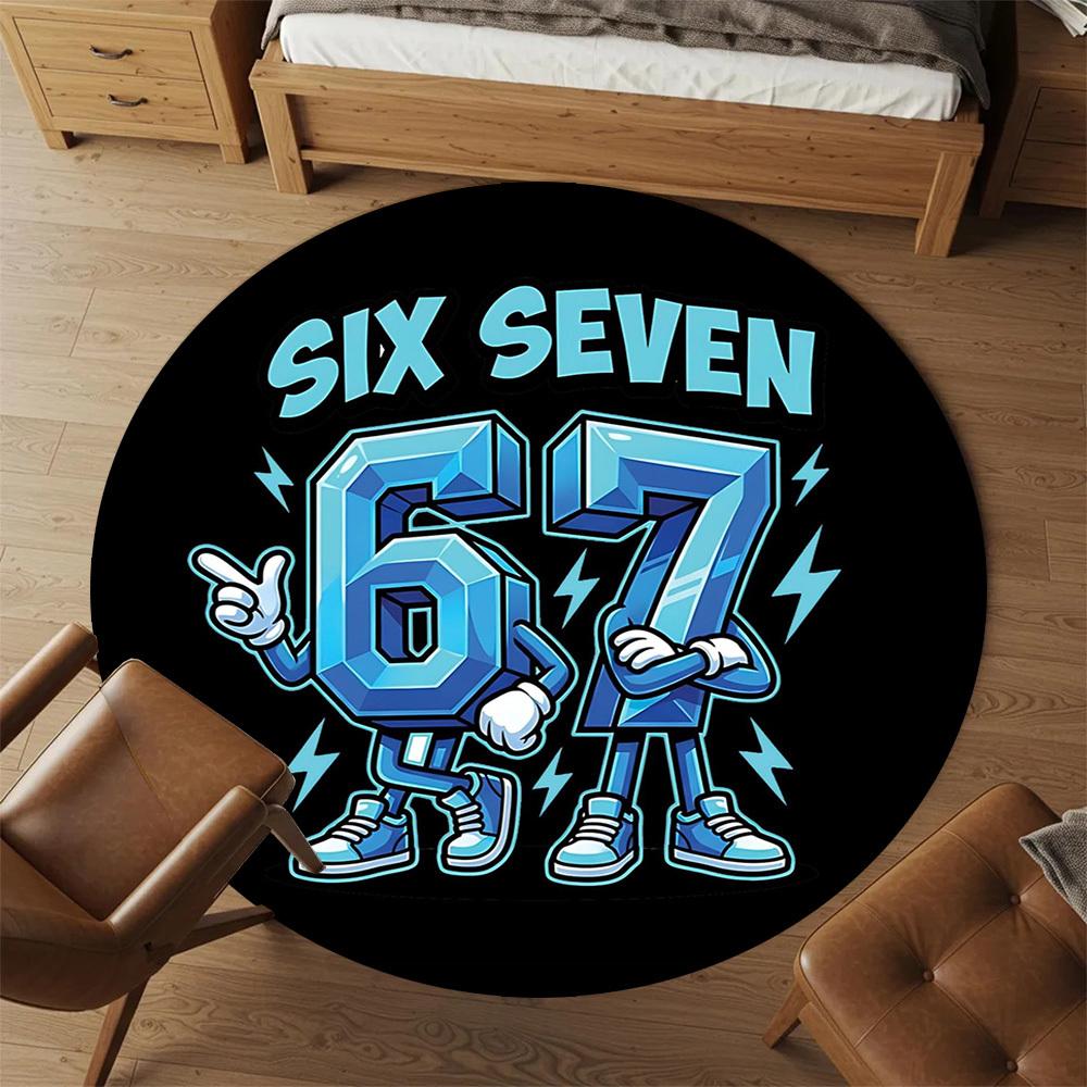 1pc Six Seven Round Chair mat office Area Rug - Non-Slip, Floor Mat for Office, Bedroom, and Indoor Decor p127166