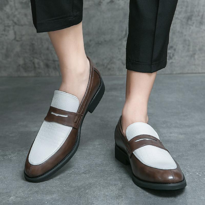 New Penny Loafter Trend Men's Mixed Colors Patchwork Dress Casual Shoes Male Wedding Dress Homecoming Footwear Zapatos Hombre