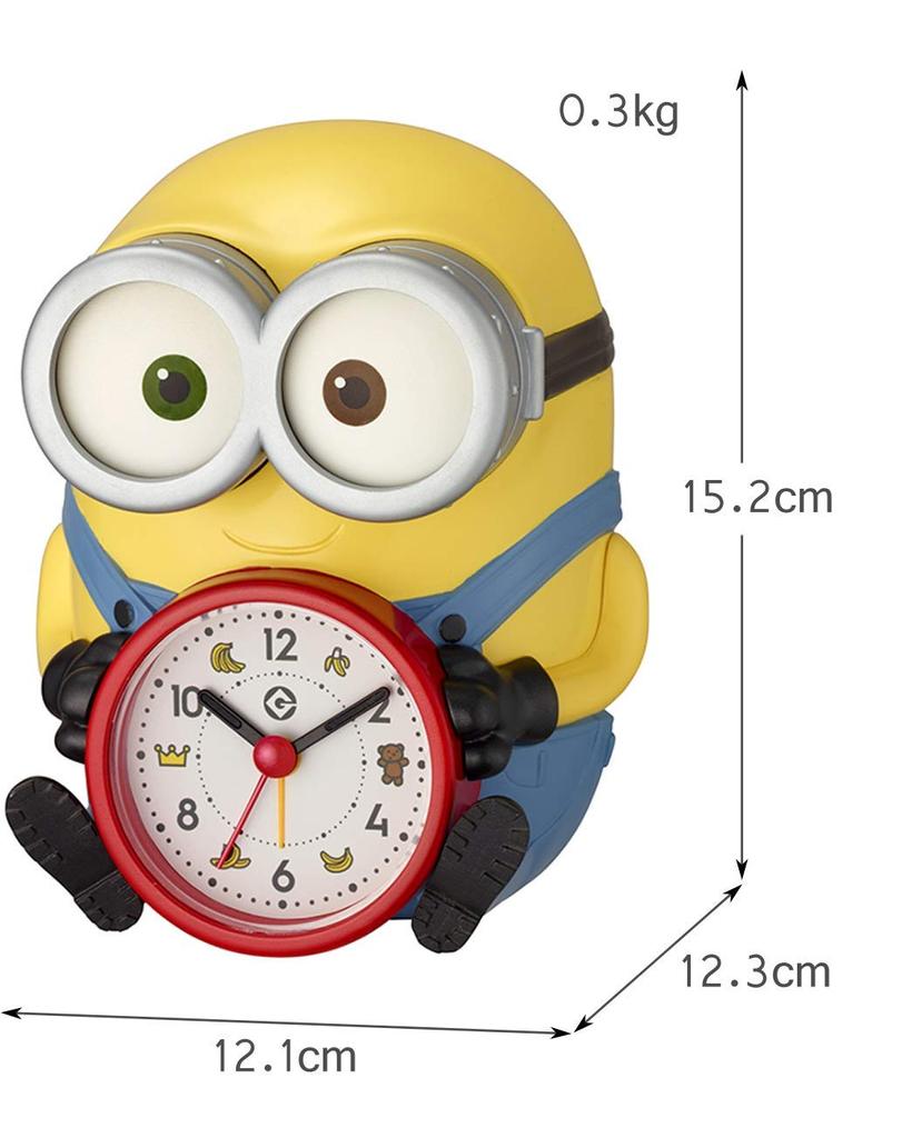 RHYTHM Ceas de masă Minion/Bob Ceas deșteptător cu alarmă vocală Galben 15.2x12.1x12.3cm 4REA30ME33