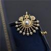 Vintage Pearl Brooch Hollow Open-screen Bird Fan-shaped Corsage Temperament Elegant Banquet Dress Suit Accessories Pin
