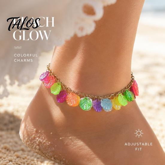 Beach Shell Bracelet Boho Ocean Charm for Women, Colorful Scrolled Layered Style Anklet Adjustable Bracelet, Summer Holiday Vacation Jewelry Gift Her