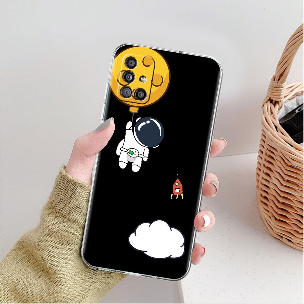 Luxury Astronaut Clear Case For Samsung Galaxy A52 A12 A51 A32 A21s A71 A32 A22 50 A70 A31 A72 5G Phone Cover