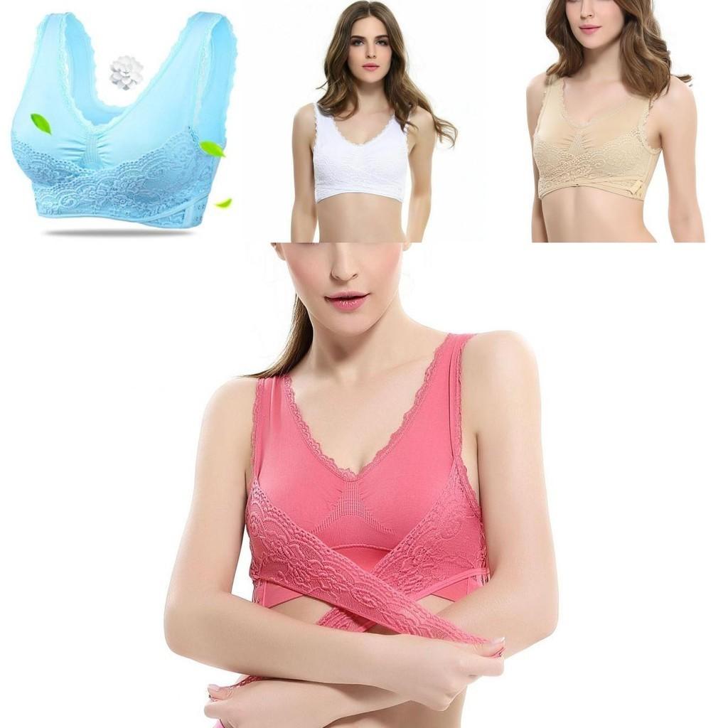Women Lady Sexy Front Cross Adjustable Side Buckle Lace Vest Wireless Sport Bra For Ultimate Comfort And Style