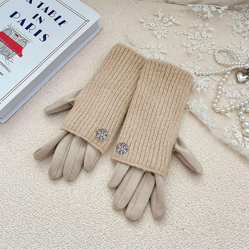 

Touch Screen Winter Warm Women s Knitted Knitting Wool Gloves Wear-Resistant Finger Riding New Solid Color HOT SALE 30x10cm хакі
