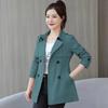 Korean Style Spring-Autumn Trench Coat for Petite Women - Waist-Defining, Mid-Length, Fashionable Draping Outerwear