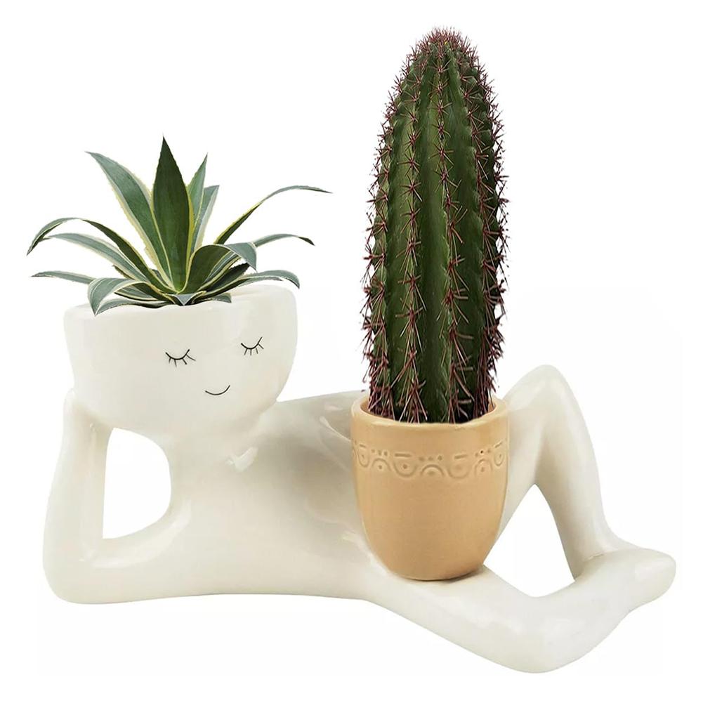 Lazy Guy Planter Lazy Little Character Flowerpot Relaxing Person Holding Pot Planter Funny Plant Pots for Home Garden Decor