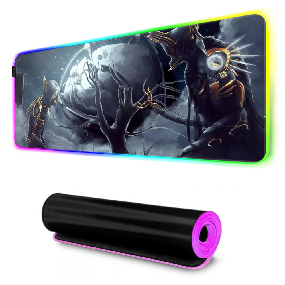 Spiel Warframe Mauspads RGB Gaming-Mauspad Großes LED-Pad PC-Schreibtischmatte Leuchtendes Mauspads Große Tastaturmatten Tischteppich Mit