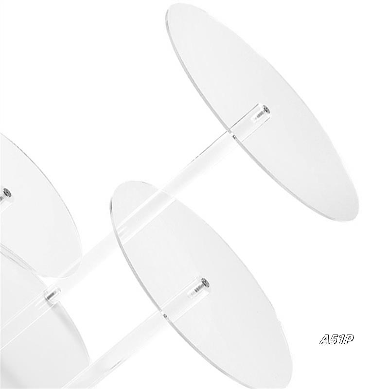 2X Round Acrylic Products Display Riser Stands, 3 Tiers Cupcake Stand Mini Display Rack For Cake прозрачный