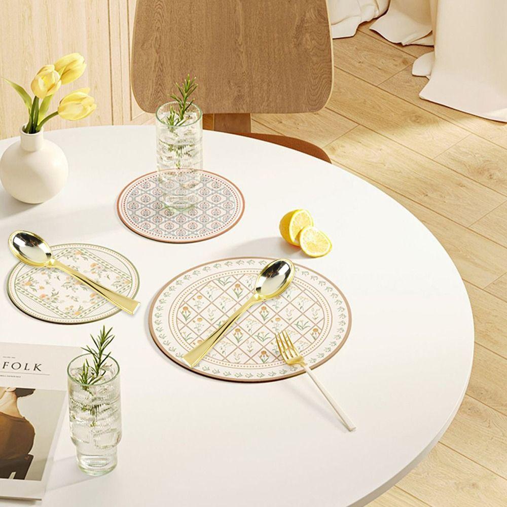 48PCS Disposable Mini Spoon Fork Gold Silver Plastics Ice Cream Scoop Tasting Spoons Party Tableware Dessert Fork Spoons