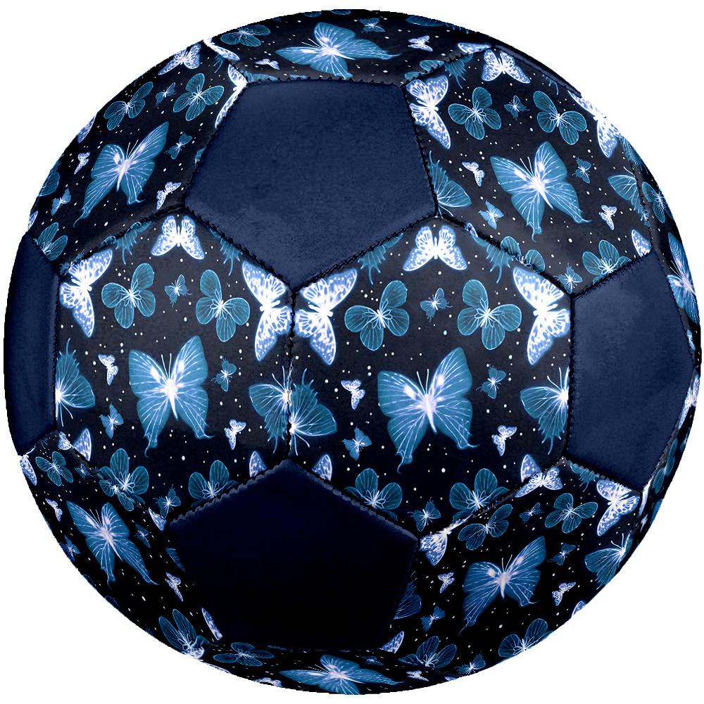 1PC Blue Butterfly Soccer Ball Size 5 Football Machine Sewn Indoor/Outdoor Universal Football Gift W72