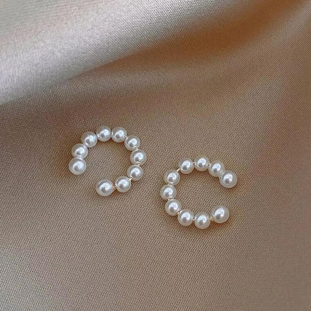 Orecchini a Clip C-shaped Eleganti in Perle Sintetiche Coreane da Donna, Anello per Orecchio Senza Foratura, Orecchini Minimalisti, Gioielli alla Moda