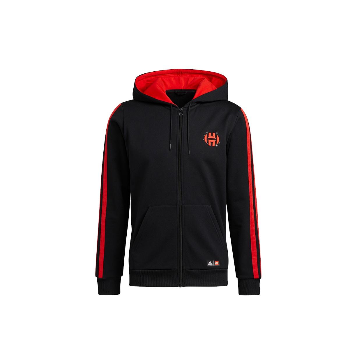 Men s adidas x Harden Fz Lego Blocks Crossover Pattern logo Sports Hooded Jacket Black H51239 M