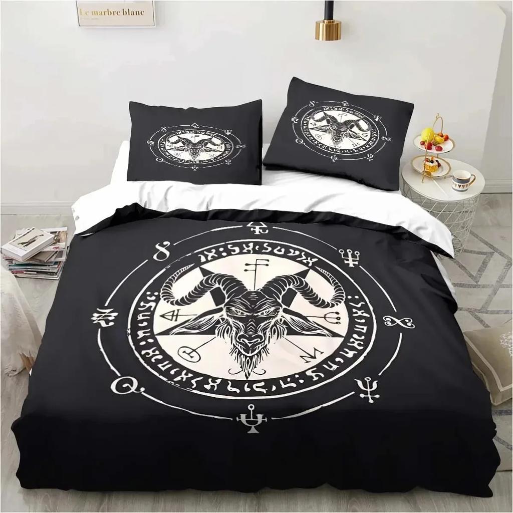 Satanic Satan Devil Bedding Set Boys Girls Twin Queen Size Duvet Cover Pillowcase Bed Boys Adult Fashion Home Textileextile