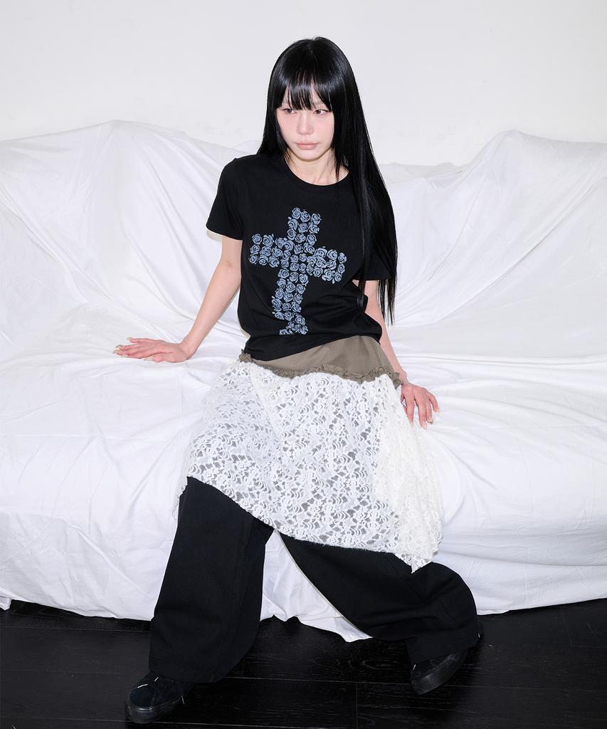 Isjabaibeu Ruffle Lace Skirt - Ivory