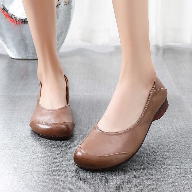 Single Shoes Female Spring Fall  Simple Wind Commuter Flat Bottom Square Head Shallow Mouth Casual Lazy Shoes  Foot Stirrups