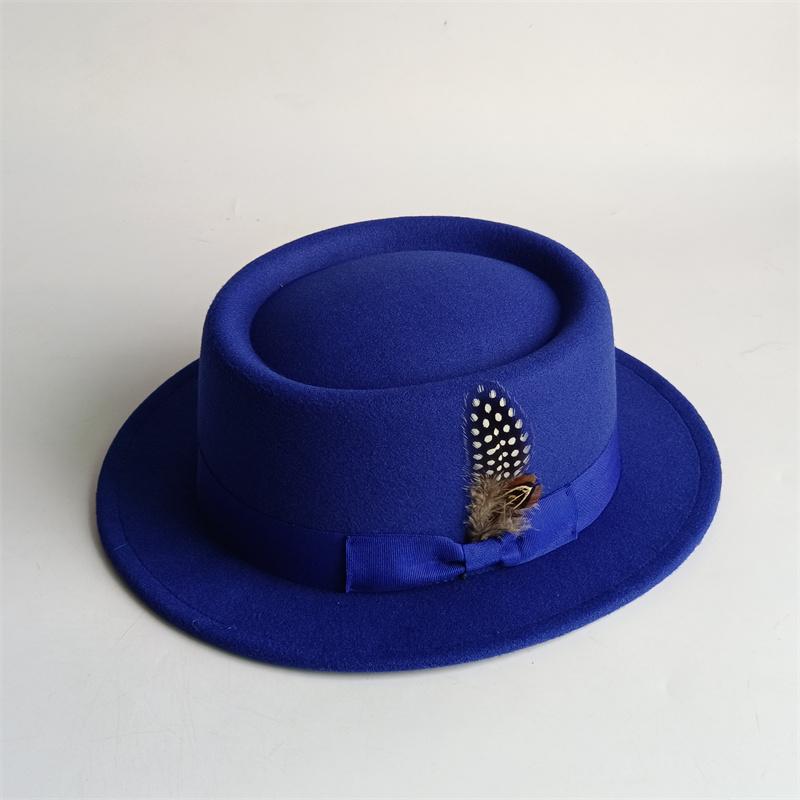 Spring Autumn Billycock Felt Small Brim Feather Bowler Hat Women Men's Fashion All-Matching British Style Hip Hop Fedora Hat