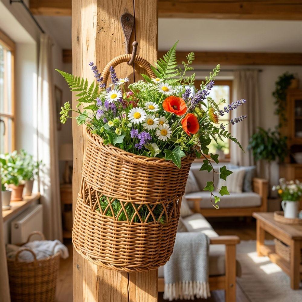 Rustic Style Kitchen Utensil Holder Handwoven Fruit Vegetable Basket  Living Room