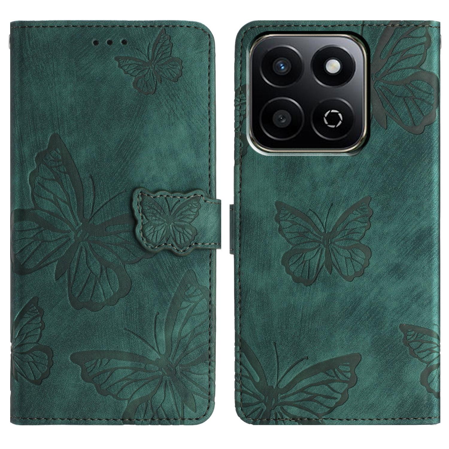 

Для Honor X7c 4G/200 Smart 5G Чехол Дизайн с бабочками Флип-кошелек Кожаный чехол для телефона Приятный на ощупь Green