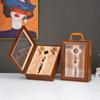 Single/Double Leather Box Wine Bottle Box Luxury Handle Wooden  Organizer Gift Wood Wine Holder for 2 Red Wine Packaging