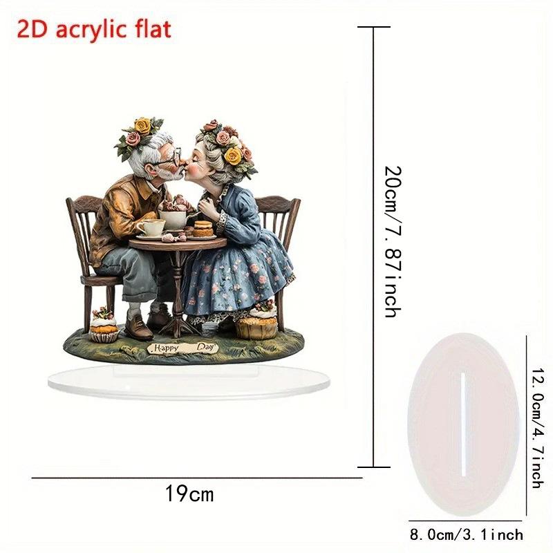 Charming Elderly Couple Acrylic Ornament - Ideal for Valentine s, Home & Party Decor