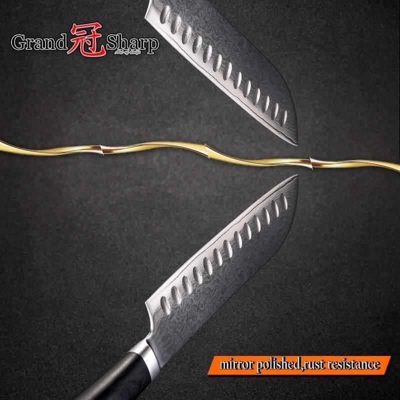 6,7 Zoll Santokumesser VG10 japanischer Damaststahl Sntoku Küchenmesser Kochutensilien des Chefkochs