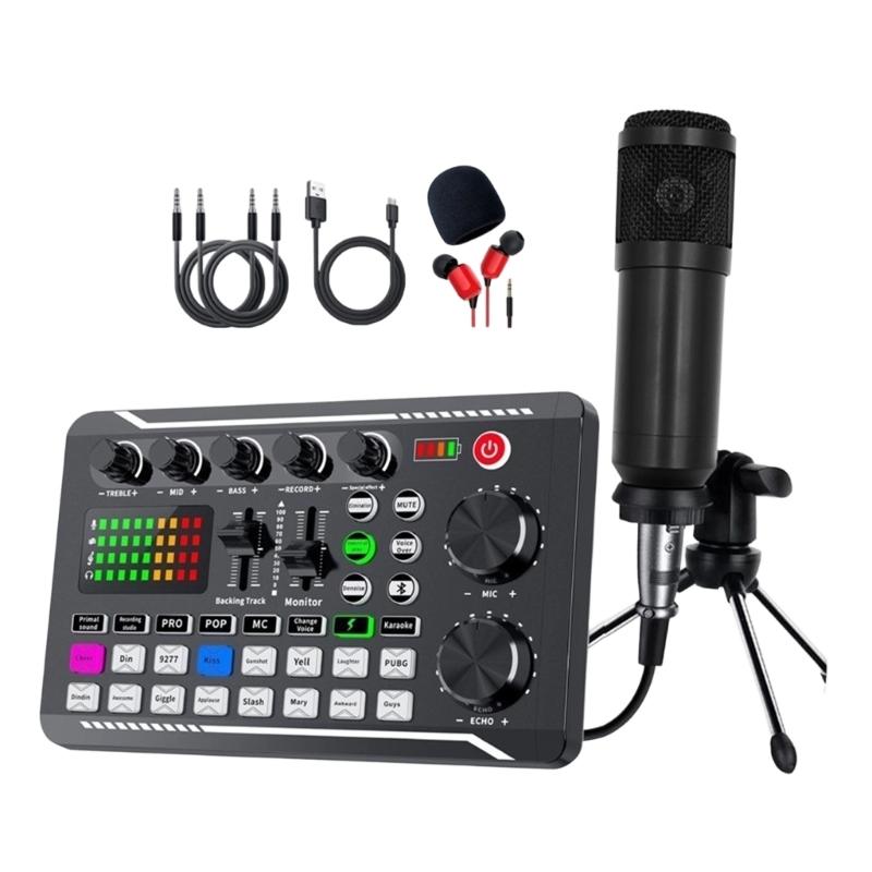 Live Sound Card Sound Mixer With Mixer Effects Voice Changer Bluetooth-compatible Mixer For Live Streaming Singing