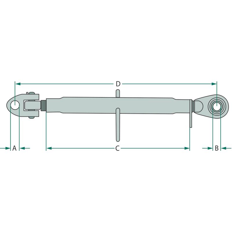 Upper central link 730-980mm M42x3 Cat. 35-3 Ball fork