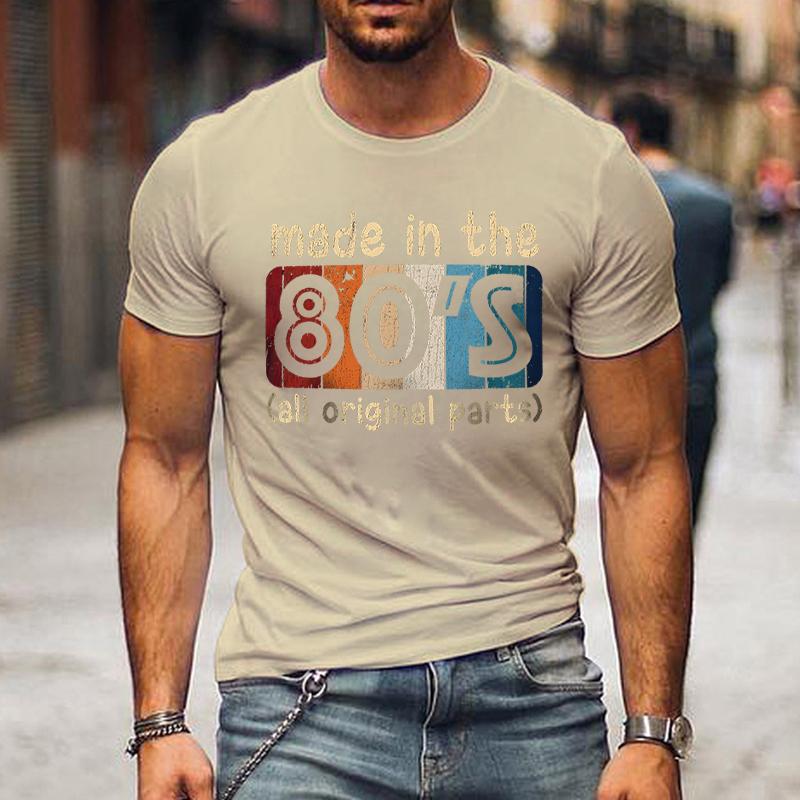 Pánská trička Vyrobená v 80. letech Všechny originální díly Retro Vintage Letní tričko pro muže Ležérní trička s kulatým výstřihem Streetwear Topy