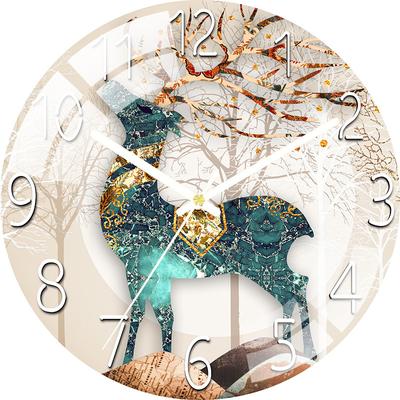 Digitale Wanduhr mit geringem Geräuschpegel, 30 cm/12 Zoll Hirsch-Wanduhr, Quarzuhr, leise, einfache Uhr für die Heimdekoration im Kinderzimmer