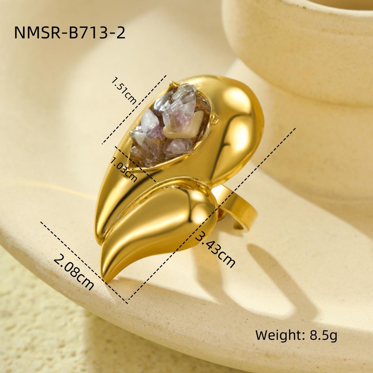 GEMCHIC Women s Amethyst Stone Heart Dangle Earrings and Rings Set Gold Plated Stainless Steel Jewelry for Fashion Daily Wear