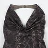 European & American Sexy Animal Print Halter Neck Bodycon Dress