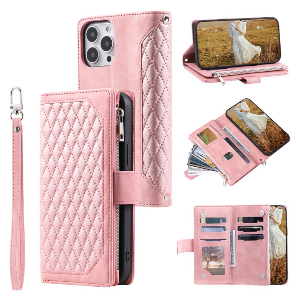 Luxuriöse Lederhülle mit Reißverschluss für iPhone 14 13 12 11 Pro XS Max X XR 7 8 Plus SE 2 3 Kartensteckplatzhalter Crossbody Wallet Handyhülle