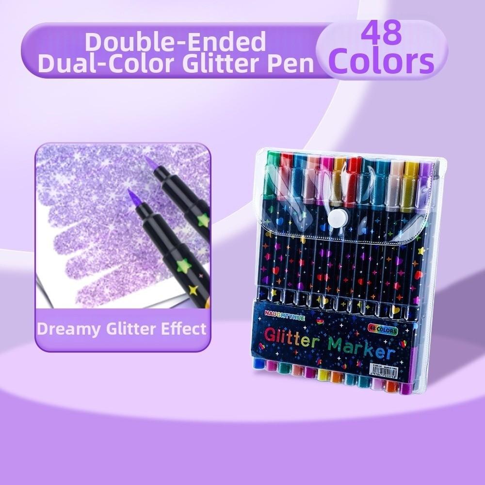 24/48/72/96 Colors Double-Ended Glitter Pens Quickly Dry Watercolor Pen  Drawing Painting