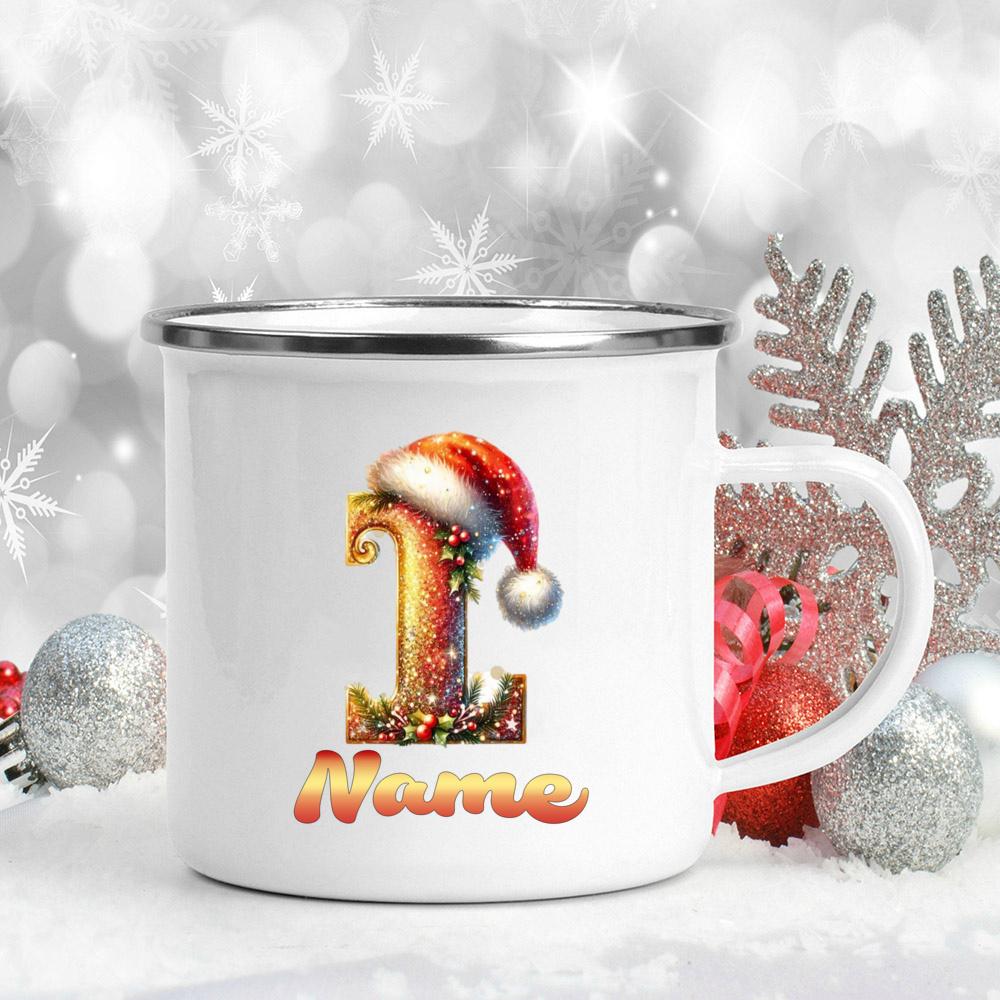 Personalized Cup Custom Name 26 Letter Juice Coffee Enamel Cups Large Capacity Mugs Christmas Gifts