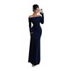 Women Off Shoulder Bodycon Maxi Dress Formal Long Sleeve Evening Gown Ruched Club Party