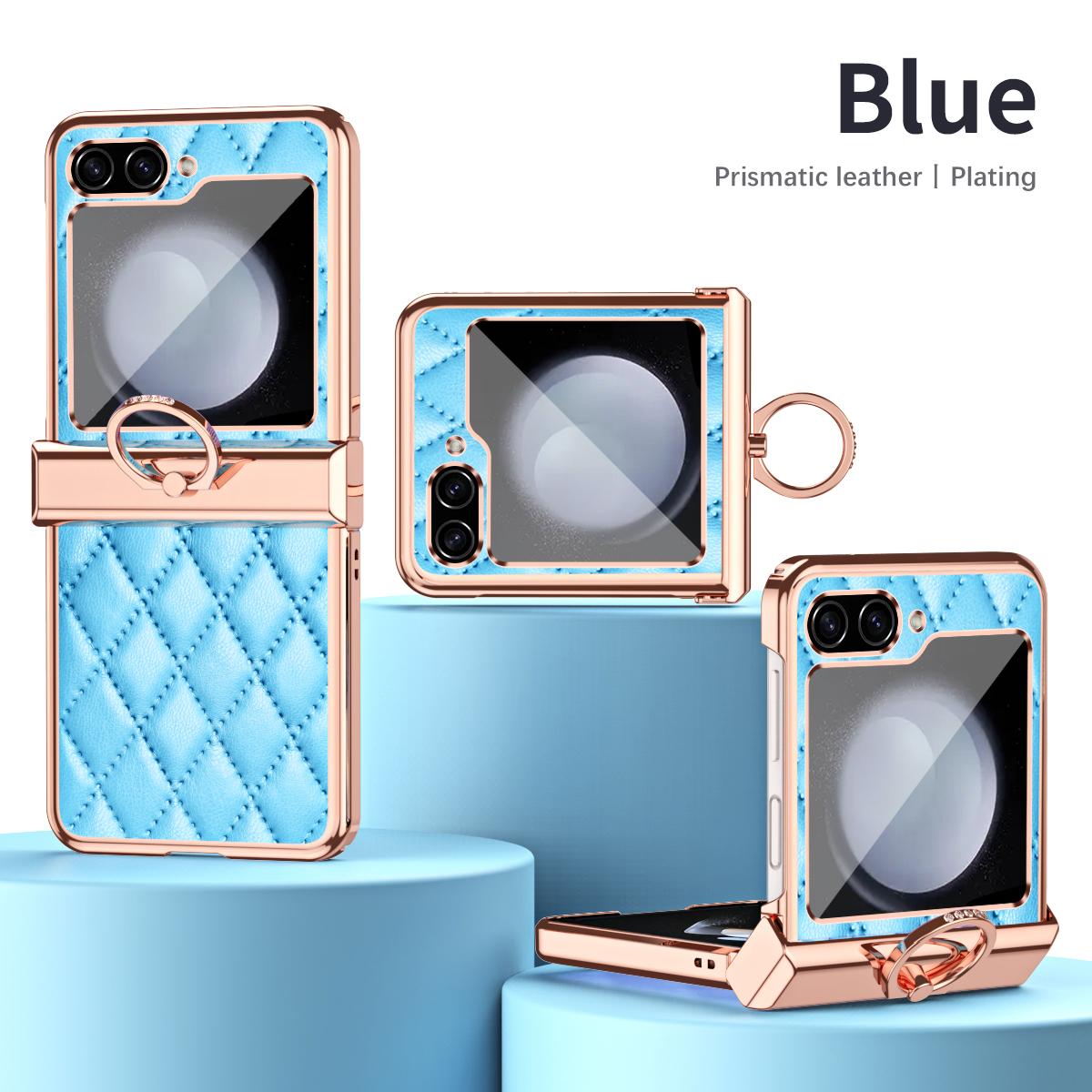 

RENGZ Ring Holder Hinge Protection Leather Case For Samsung Galaxy Z Flip 5 5G Small Fragrant Wind Противоударный чехол для Z Flip5 For Galaxy Z Flip 5