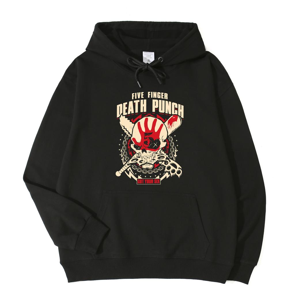 Podzimní/Zimní Rapová Kapela Five Finger Death Punch Mikina Fleecová Teplá Mikina Volná Móda Pánská a Dámská Mikina s Kapucí Dlouhý Rukáv