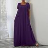 Women's Loose Fit Short Sleeve Square Neck Dress Plus Size Color Casual Summer Wear