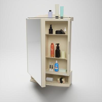 Mehrzweck-Aufbewahrungsschrank aus Kunststoff zur Wandmontage mit Spiegel, Klein (Elfenbein)